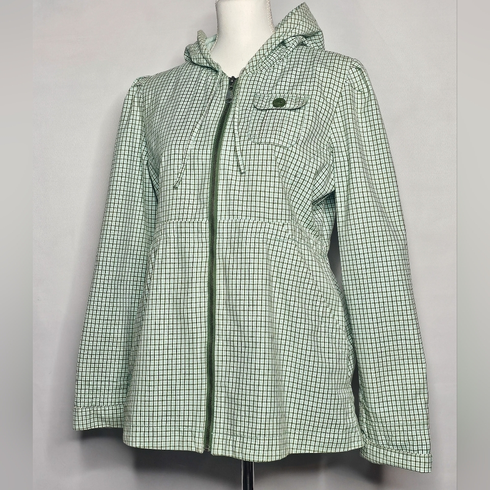 Roxy Green Checkered Jacket With Adjustable Waist… - image 1